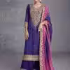 Purple Chinon Embroidered Work Salwar Suit for Ceremonial