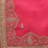 Vibrant Hot Pink Zardozi Work Dupatta with intricate zardozi embroidery and a Mughal-inspired border. Perfect for weddings and festive occasions. A blend of luxury and traditional elegance.