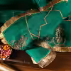 Verdian Green Handloom Organza Dupatta with Hand Embroidered Gota & Zardozi Work with couturecraze. Handmade in India. Elegant traditional attire, priced at ₹15,999. Perfect for festive occasions.