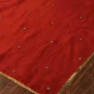 Elegant Red Handloom Organza Dupatta with intricate zardozi hand embroidery by CoutureCraze. Perfect for festive and wedding occasions. A luxurious blend of tradition and beauty.