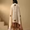Off-White Hand Embroidered Zardozi Silk Velvet Doshala With Contrast Chanderi Tissue Border couturecraze