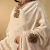 Off-White Hand Embroidered Zardozi Silk Velvet Doshala With Contrast Chanderi Tissue Border couturecraze