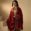 Red And Maroon Hand Embroidered Zardozi Silk Velvet Doshala couturecraze