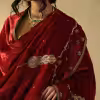 Red And Maroon Hand Embroidered Zardozi Silk Velvet Doshala couturecraze