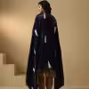 Navy Blue Velvet Doshala with zardozi embroidery and Chanderi tissue border. Luxurious, elegant, and perfect for weddings or festive events. A timeless statement piece.