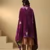 Elegant Purple Mauve Velvet Doshala with zardozi embroidery and contrast Chanderi tissue border. Perfect for festive occasions and weddings, blending tradition with sophistication.