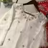 White Fendy fabric top with intricate mirror and sequence embroidery