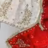 Free-size white sarara with embroidered mirror work and comfortable fit