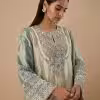 Mint green embroidered kurta with pastel beads and detailed sleeves from CoutureCraze