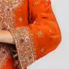 CoutureCraze orange gold embroidered suit set with hand zari work and sheer dupatta