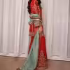 Ruby Red Gold Embroidered Sharara Set