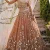 Ethnic peach lehenga set with fitted chanderi blouse and embroidered organza dupatta from Couturecraze