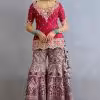 Pink jeni silk kurta sharara set elegant back design