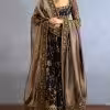 Black georgette anarkali suit for Indian wedding front view