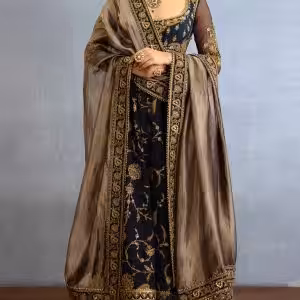 Black georgette anarkali suit for Indian wedding front view