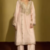 Full length peach gold festive kurta set for wedding wear