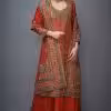 Full look red green embroidered festive kurta set