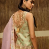 Zari embroidered border detail on ivory wedding Anarkali gown