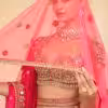 Rani Pink Organza Mirror Hand Embroidered Lehenga Set