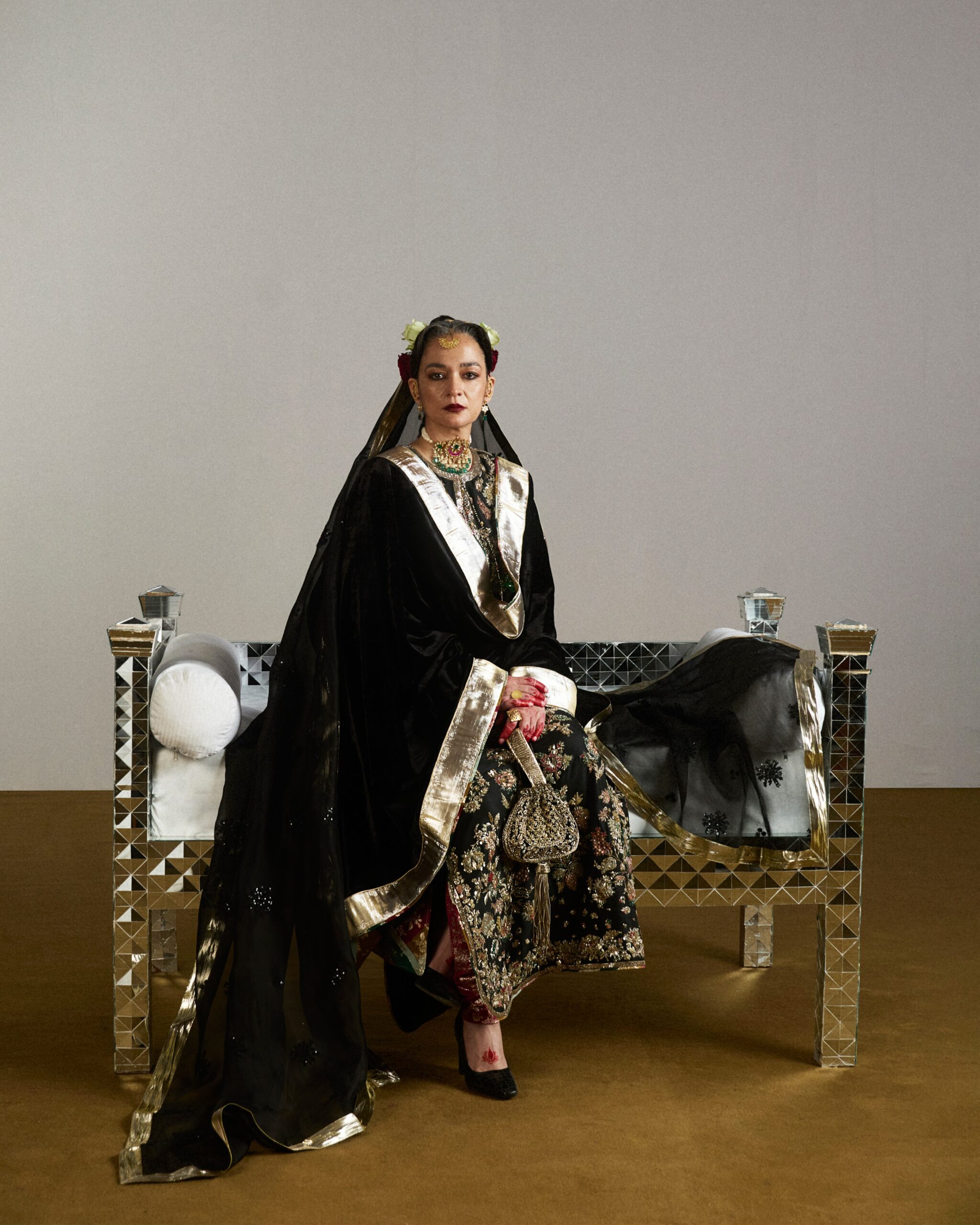 Hand-embroidered zardozi suit
