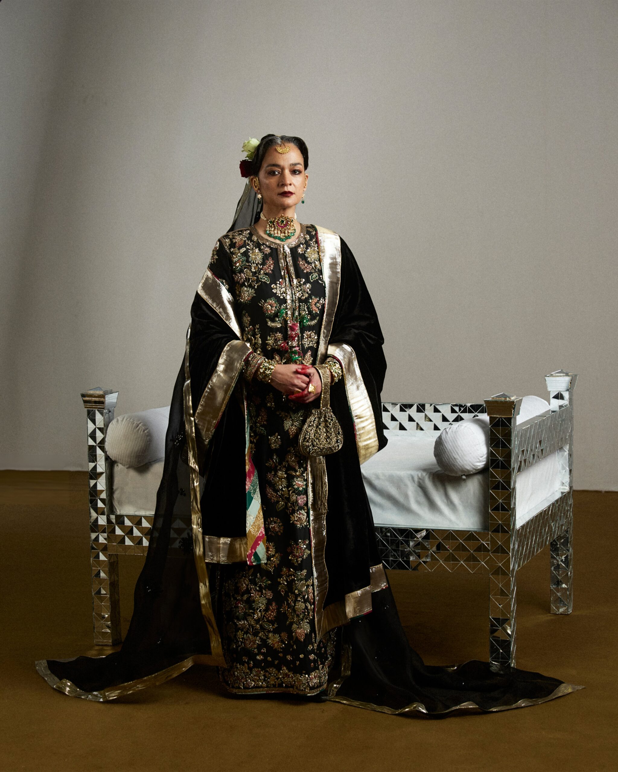 Black velvet kurta set