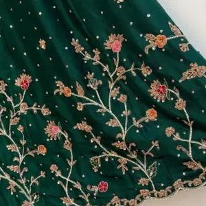 Dark Green Hand-Embroidered Peplum Kurta Sharara Set | CoutureCraze